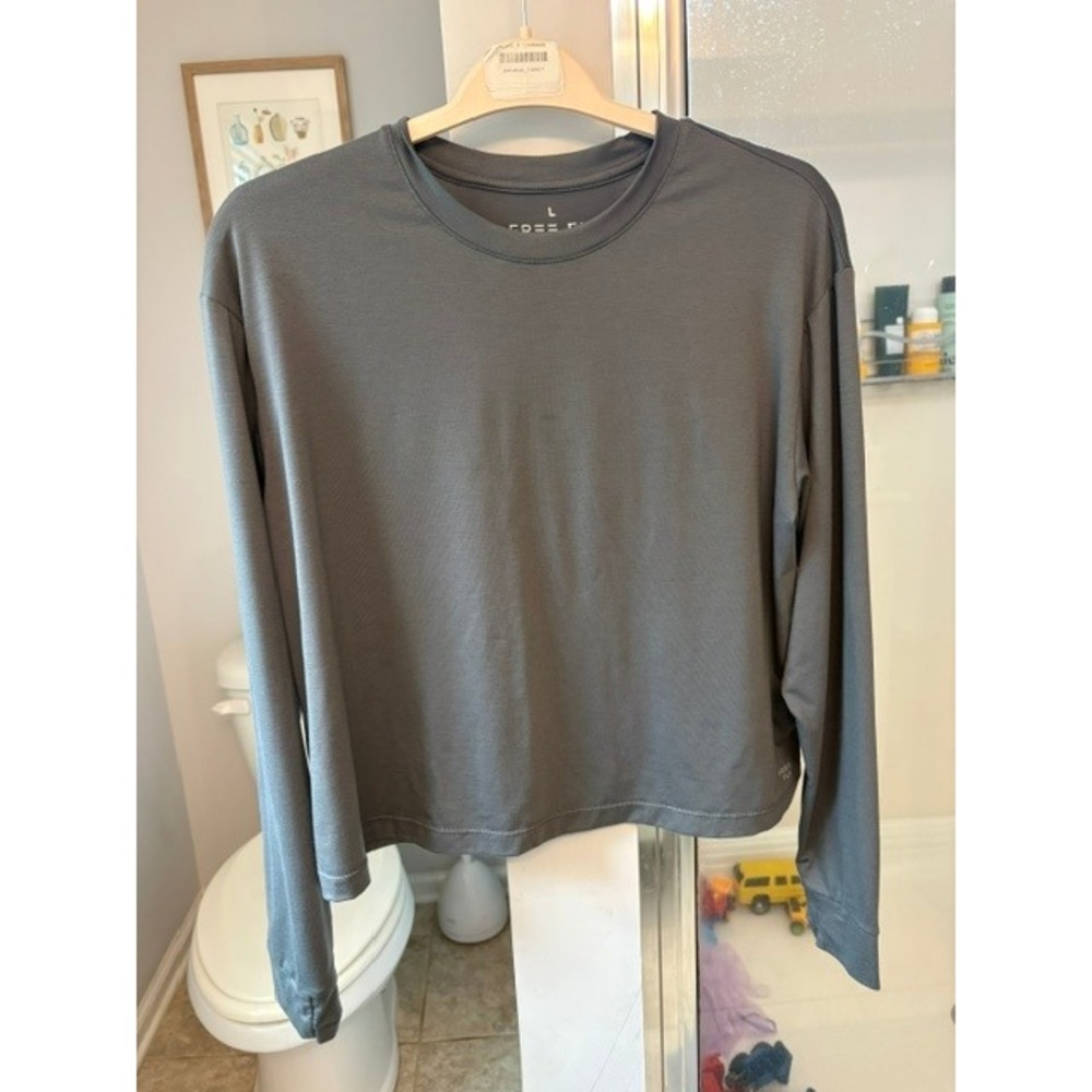 Free Fly Women's Elevate Long Sleeve Shirt Large Smoke Gray Thumbhole Top L